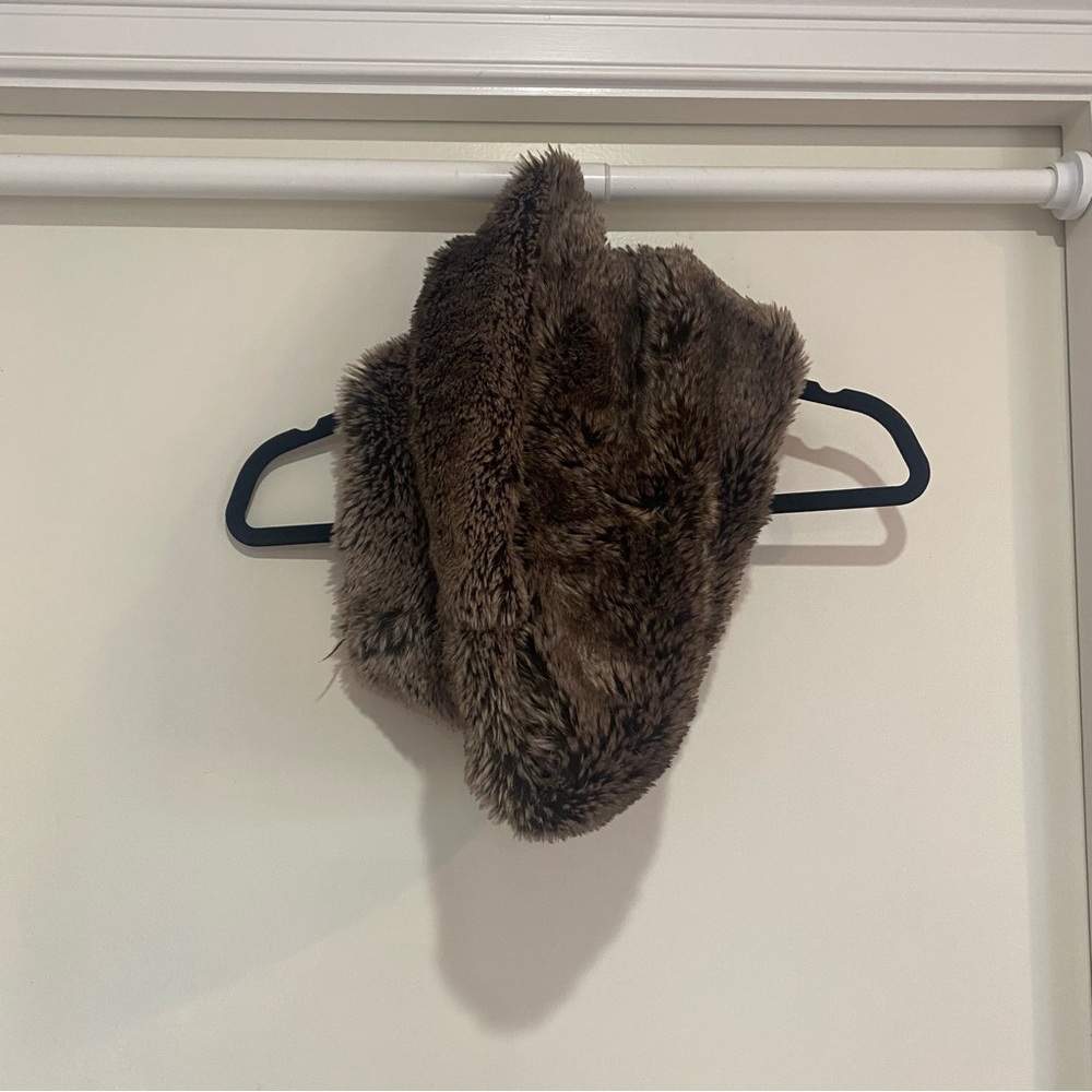 Restoration Hardware Brown Faux Fur circle scarf